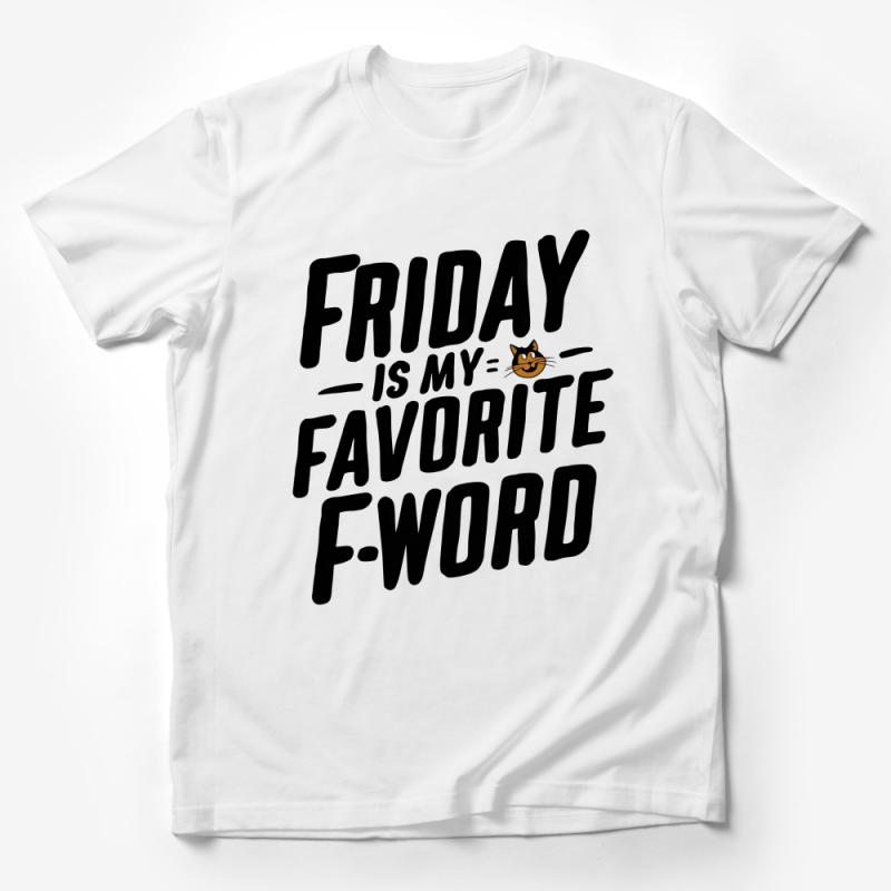 Funny Friday T-Shirt, Favorite F-Word Quote with Cat Graphic, Casual Weekend Tee Male T-Shirt