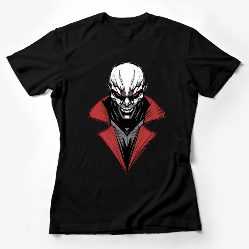 Men's Red and Black Skull T-Shirt, Graphic Villain Face Tee, Urban Streetwear, Goth Punk Fashion Top, Unique Design Shirt for Him Female T-Shirt