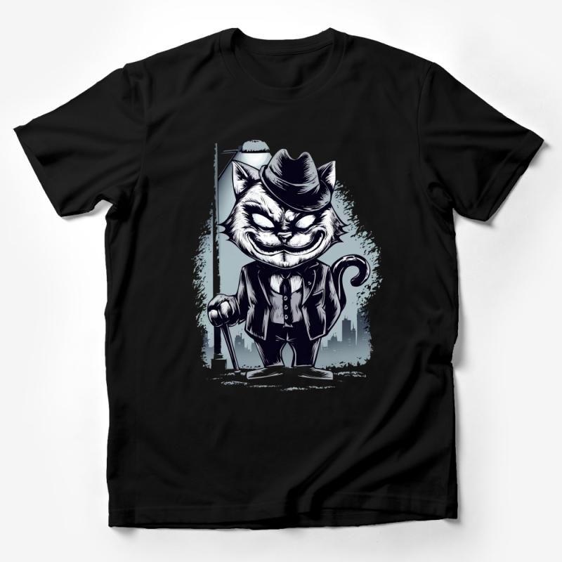 Vintage Cat Gentleman T-Shirt, Unique Dapper Cat Illustration, Noir Style Feline Fashion, Hipster Cat Graphic Tee, Retro Cool Cat Shirt Male T-Shirt