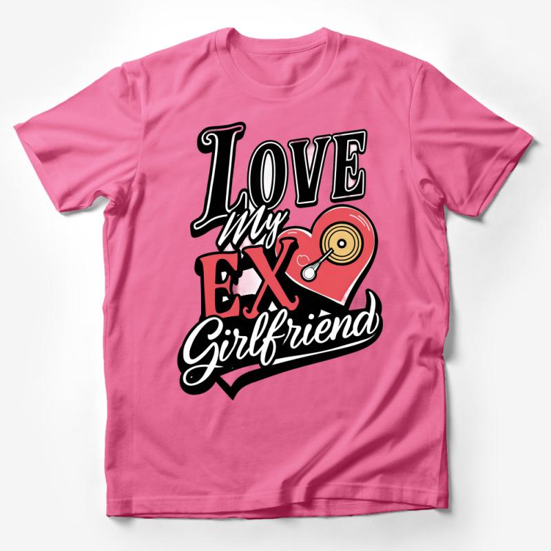 Vinyl Record Love My Ex Girlfriend T-Shirt, Funny Relationship Breakup Tee, Retro Heart Vinyl Music Lovers Gift Shirt Male T-Shirt