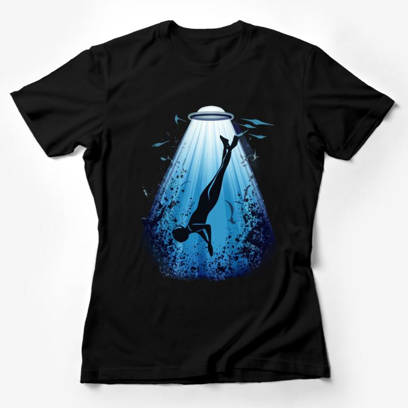 Alien Abduction T-Shirt, UFO and Cow Graphic Tee, Sci-Fi Lover Gift, Unisex Cotton Shirt, Extraterrestrial Theme, Quirky Fun Apparel Female T-Shirt