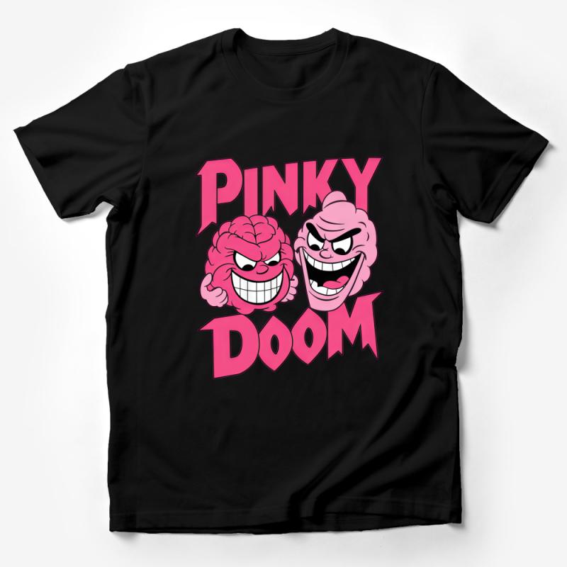 Pinky Doom Cartoon Graphic Tee, Funny Bold Character T-Shirt, Vibrant Unisex Casual Shirt Male T-Shirt