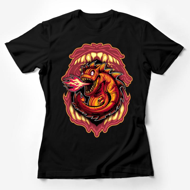 Fire Breathing Dragon T-Shirt, Unisex Mythical Creature Tee, Fantasy Art Graphic Shirt, Bold Colorful Design Top Female T-Shirt