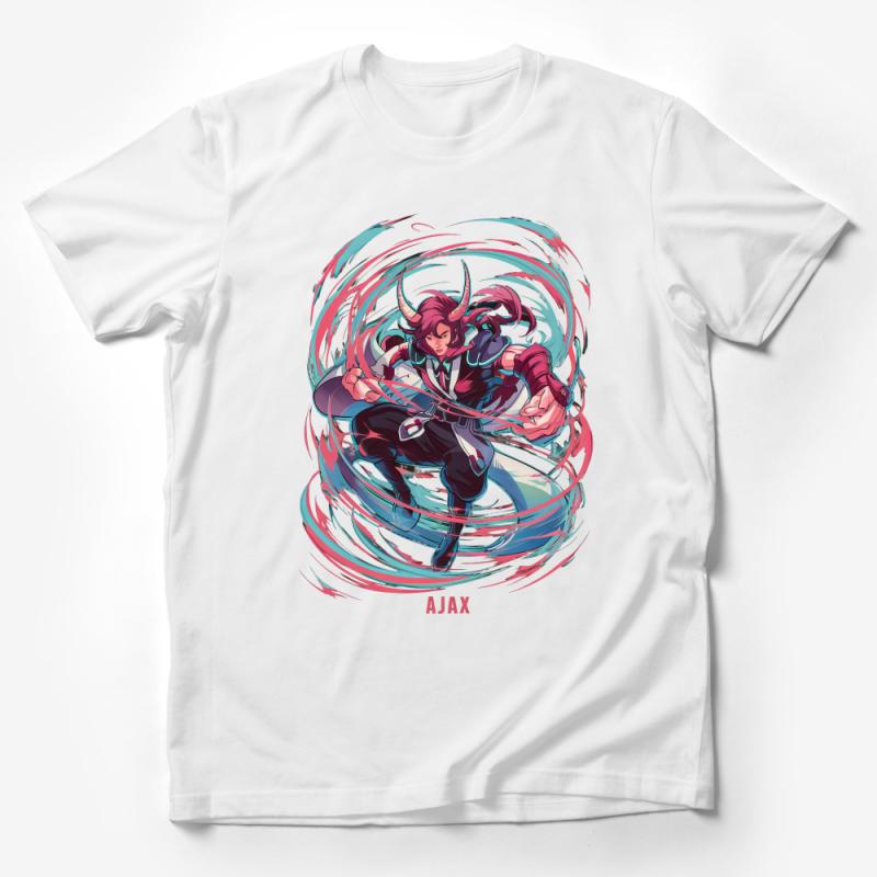 Fantasy Warrior T-Shirt, Dynamic Ajax Character Art, Unisex Manga Style Tee, Graphic Print Shirt for Comic Fans Male T-Shirt