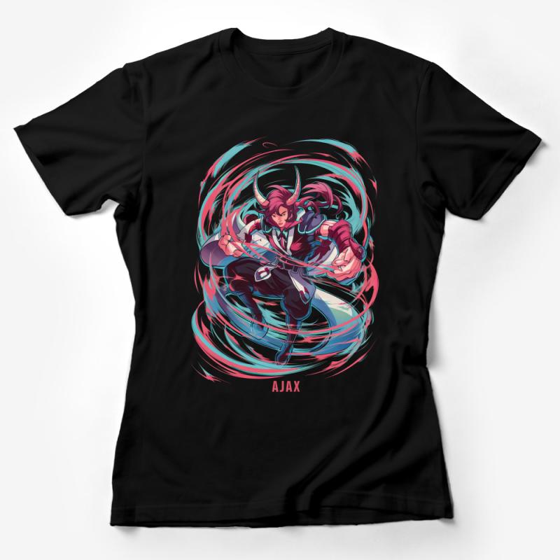 Fantasy Warrior T-Shirt, Dynamic Ajax Character Art, Unisex Manga Style Tee, Graphic Print Shirt for Comic Fans Female T-Shirt