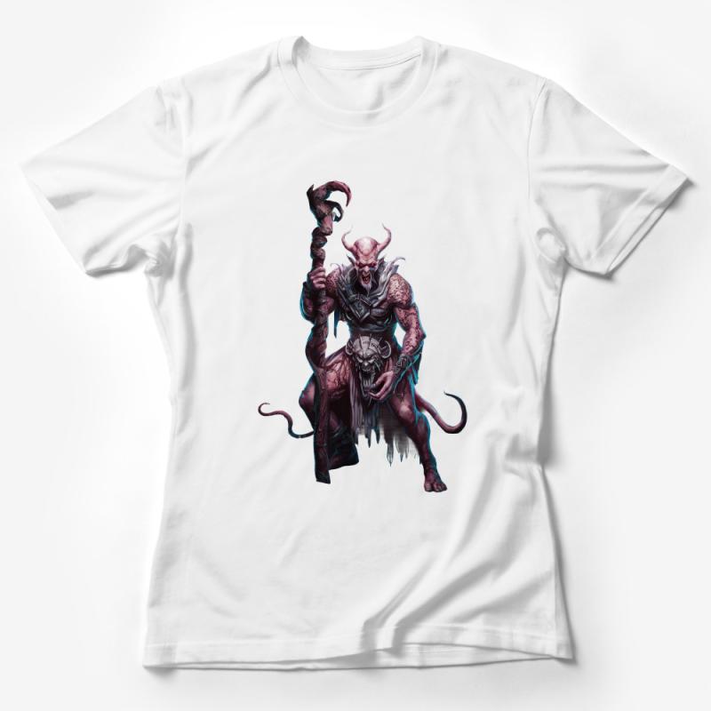 Fantasy Demon Warrior T-Shirt, Epic Monster Graphic Tee, Men's Dark Fantasy Art Shirt, Unique Creature Illustration Apparel Female T-Shirt