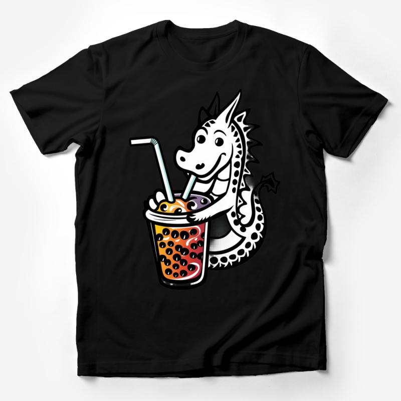 Cute Dragon Boba Tea Graphic Tee, Colorful Bubble Tea Lover Shirt, Unisex T-Shirt for Casual Wear Male T-Shirt