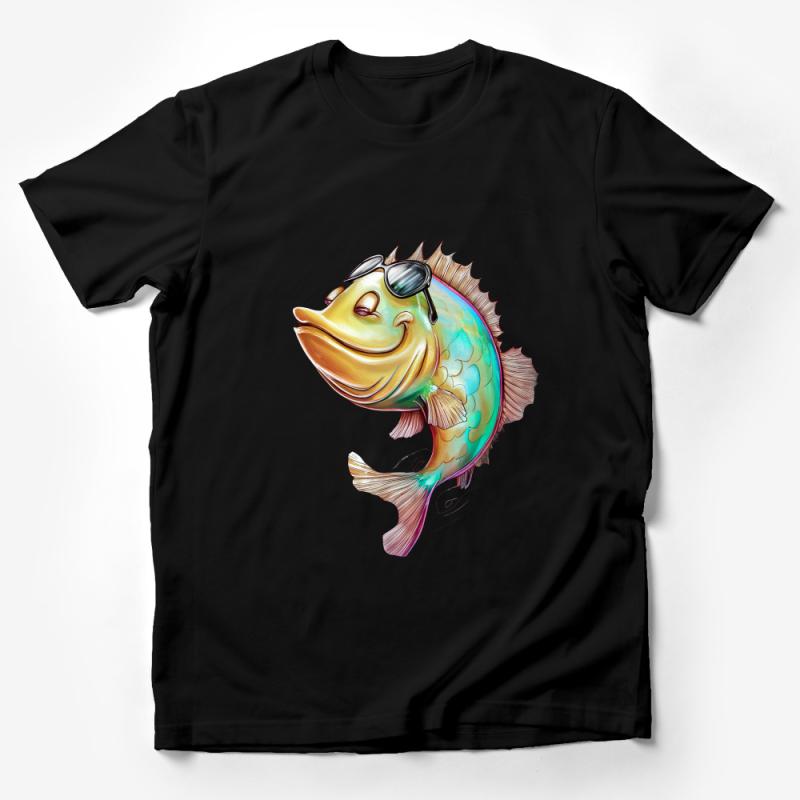 Stylish Fish T-Shirt, Cool Cartoon Fish with Sunglasses, Unisex Tee, Graphic Tee, Casual Wear, Unique Fish Illustration, Gift for Fish Lovers Male T-Shirt