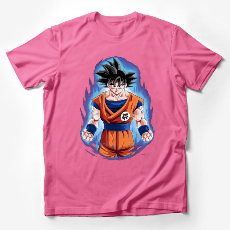 Anime Inspired Warrior T-Shirt, Super Saiyan Blue Aura Graphic Tee, Manga Fan Tee for Casual Wear, Unisex Male T-Shirt