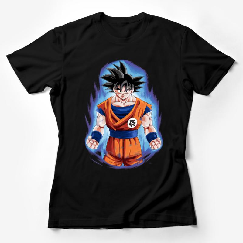 Anime Inspired Warrior T-Shirt, Super Saiyan Blue Aura Graphic Tee, Manga Fan Tee for Casual Wear, Unisex Female T-Shirt