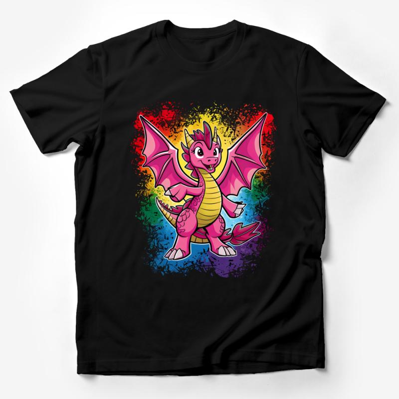 Colorful Dragon Cartoon T-Shirt for Kids, Vibrant Mythical Creature Tee, Playful Dragon Graphic Shirt, Fantasy Animal Top for Children Male T-Shirt