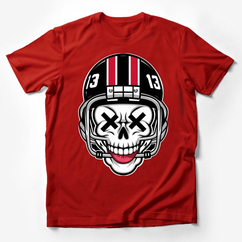 Men's Skull Graphic T-Shirt, Football Helmet Number 13, Casual Sportswear Tee, Bold Streetwear Design Male T-Shirt