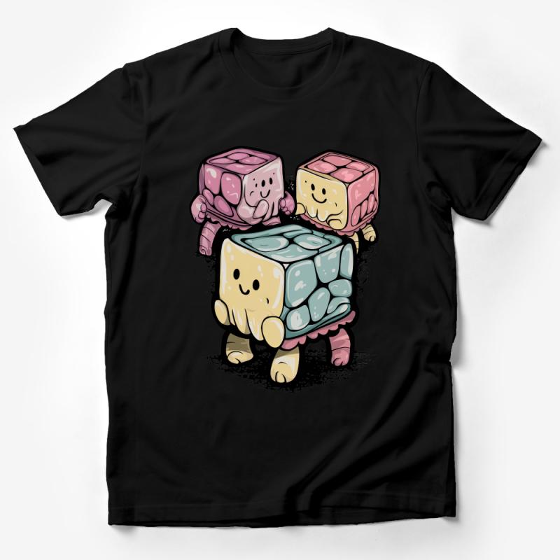 Cute Cartoon Dice Friends T-Shirt | Funny Tabletop RPG Tee | Unique Gamer Gift | Casual Geek Apparel | Unisex Adult Clothing Male T-Shirt