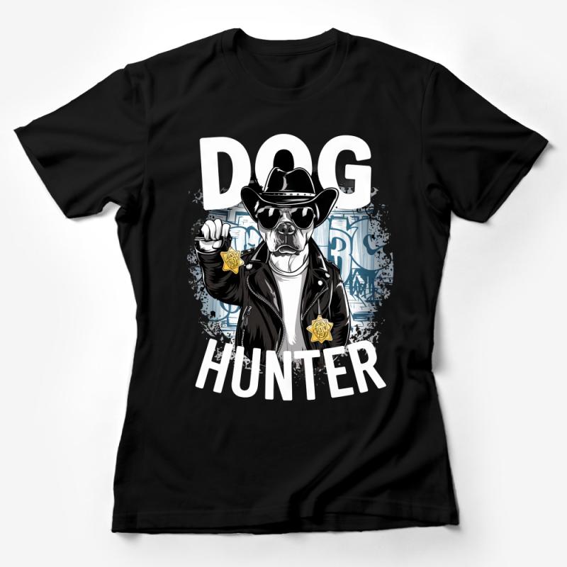 Cool Bulldog T-Shirt, Dog Hunter Graphic Tee, Hipster Dog with Hat and Jacket, Urban Style Animal Shirt, Unisex Fashion Top, Unique Gift Idea Female T-Shirt