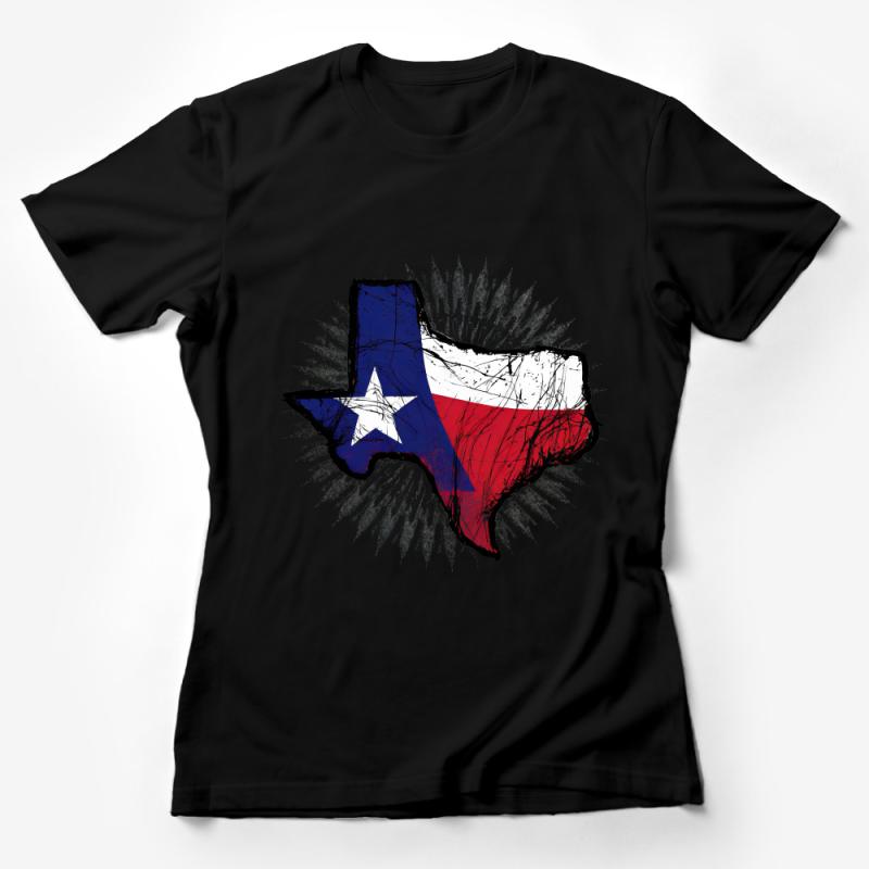 Texas Flag Map T-Shirt, Patriotic State Pride Tee, Distressed Texas Outline Unisex Shirt Female T-Shirt