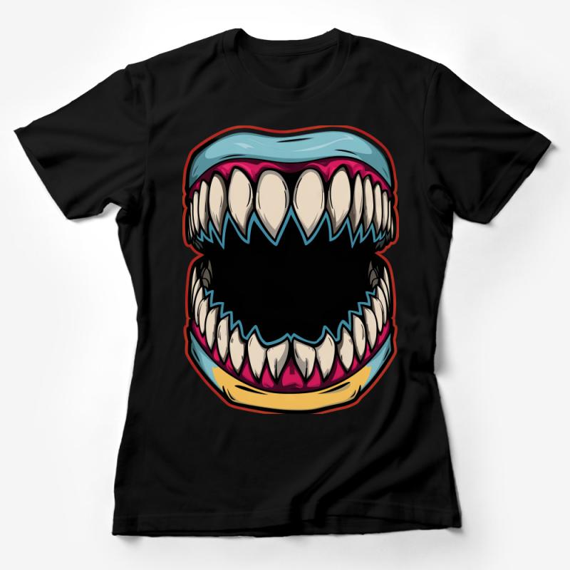 Quirky Monster Mouth T-Shirt, Unisex Graphic Tee, Bold Unique Streetwear, Vibrant Colorful Design, Casual Wear, Gift for Teens Female T-Shirt