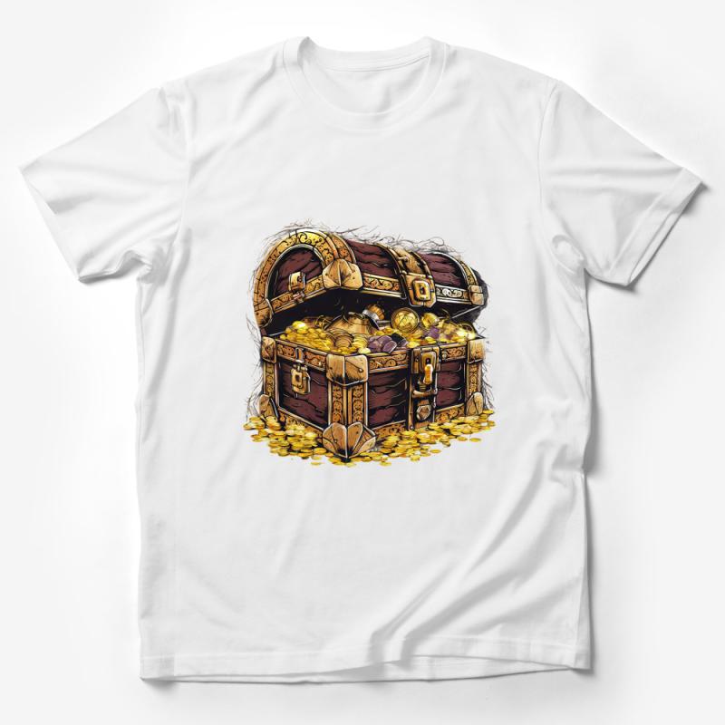 Treasure Chest Gold Coins Adventure Graphic Tee, Unisex Pirate Theme T-Shirt, Gift for Treasure Hunters Male T-Shirt