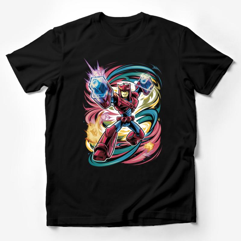 Vibrant Superhero Graphic Tee, Men's Comic Book T-Shirt, Stylish Character Art Shirt, Colorful Casual Wear, Unique Illustration Top Male T-Shirt