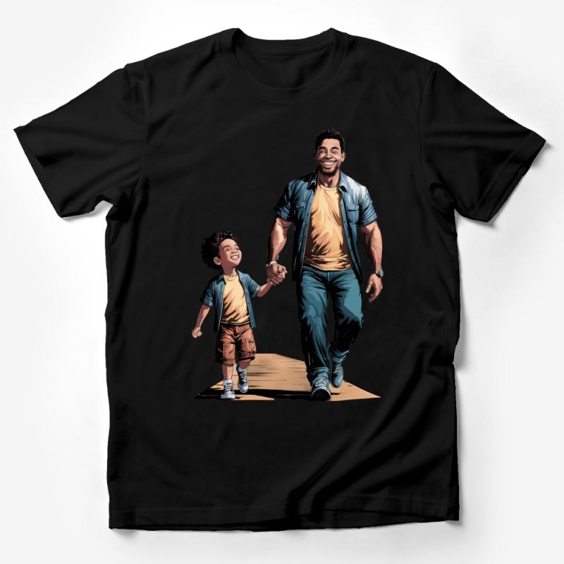 Father Son Matching Shirts, Cool Dad and Kid Walking Graphic Tee, Family Bonding T-Shirt, Casual Father's Day Gift Male T-Shirt