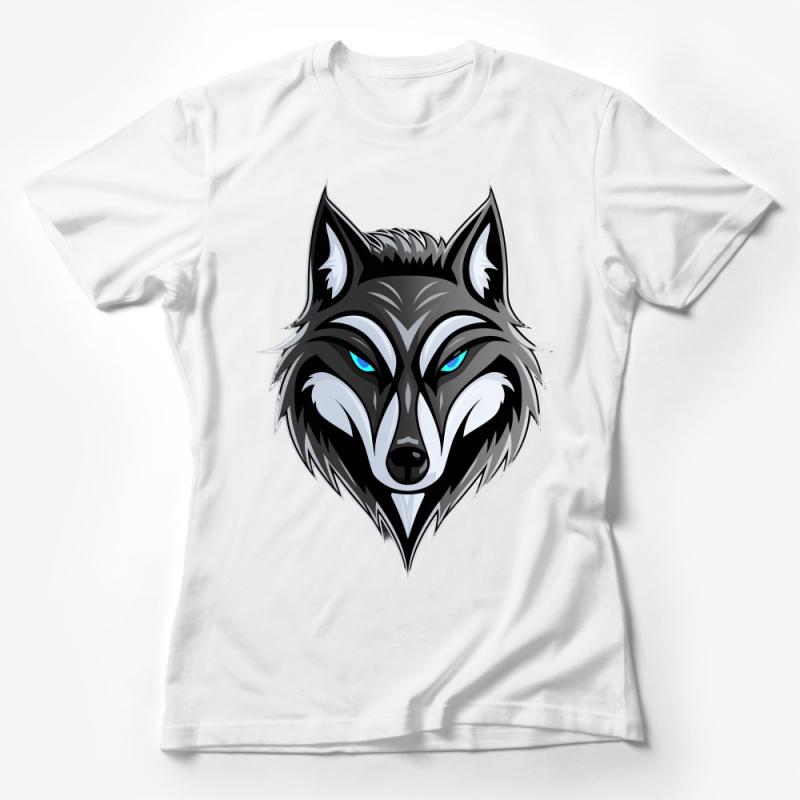 Tribal Wolf T-Shirt, Stylish Blue Eyed Wolf Graphic Tee, Unisex Nature Inspired Shirt, Wildlife Animal Lover Gift, Casual Wear Top Female T-Shirt