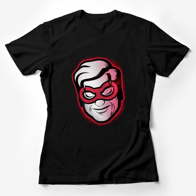 Vintage Style Superhero Face T-Shirt, Retro Comic Character Tee, Unique Graphic Shirt for Casual Wear Female T-Shirt