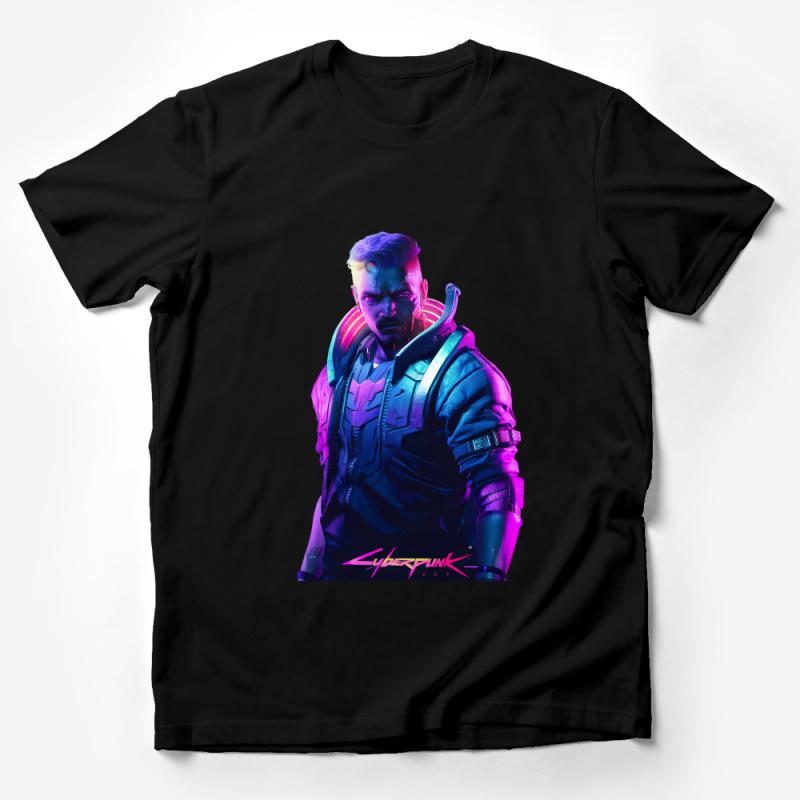 Cyberpunk Inspired Neon Graphic Tee, Futuristic Sci-Fi Unisex T-Shirt, Gamer Fashion Streetwear, Cool Vibrant Top Gift Male T-Shirt