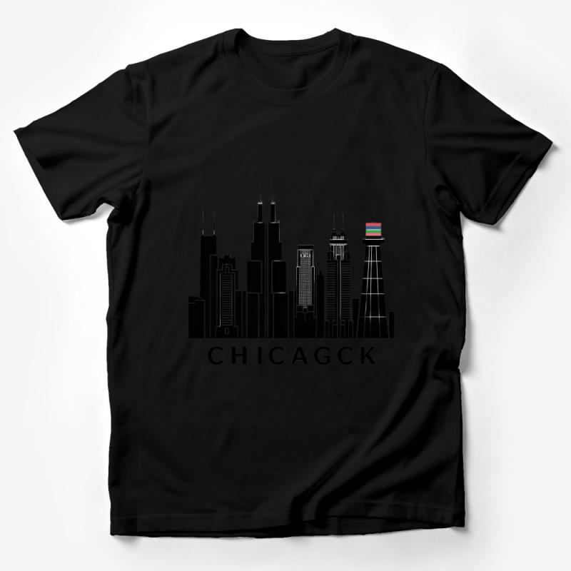 Chicago City Skyline Graphic T-Shirt, Urban Chic Cityscape Tee, Modern Travel Souvenir Shirt Male T-Shirt