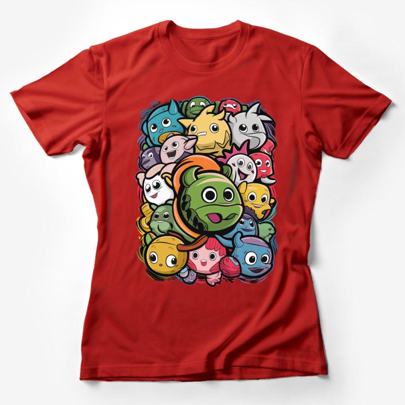 Colorful Cartoon Monster Mashup T-Shirt, Funny Cute Creatures Tee, Unisex Graphic Shirt for All Ages Female T-Shirt