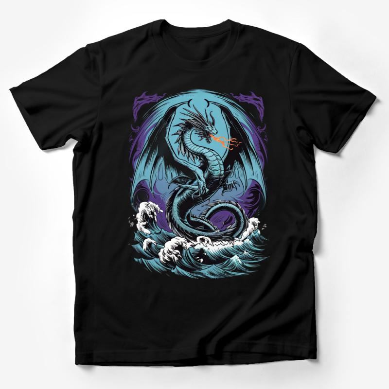 Fantasy Dragon Graphic Tee, Unisex Mythical Creature Art T-Shirt, Unique Dragon Lover Gift, Dungeon Delve Apparel Male T-Shirt