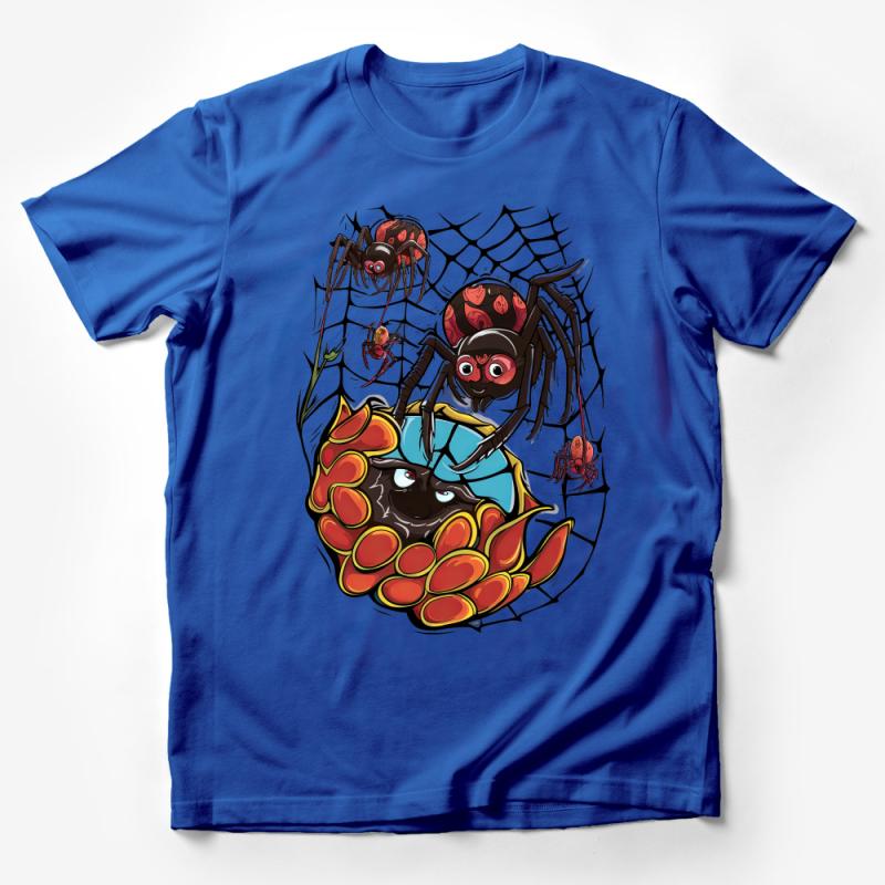 Spider Superhero Graphic Tee, Colorful Spiderman Parody T-Shirt, Unique Hero Shirt, Casual Geek Wear Male T-Shirt