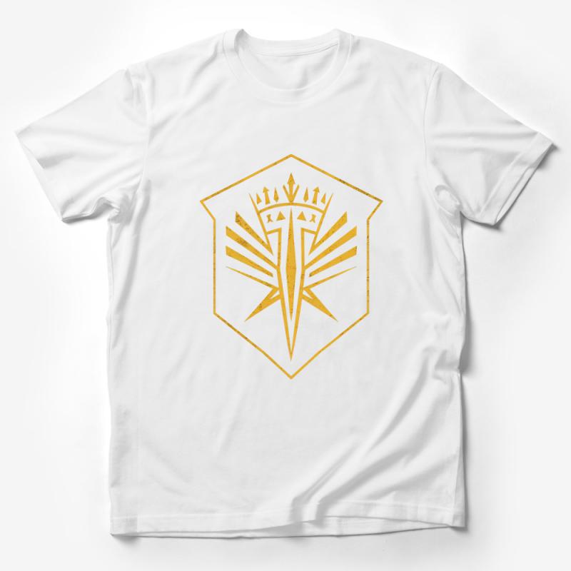 Vintage Emblem Graphic Tee, Gold Shield Design, Unisex T-Shirt, Casual Streetwear, Urban Fashion Top, Comfortable Cotton Shirt Male T-Shirt