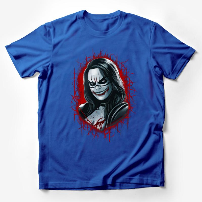 Horror Female Comic Character T-Shirt, Scary Portrait Graphic Tee, Unique Villain Face, Halloween Outfit, Gift for Horror Fans Male T-Shirt