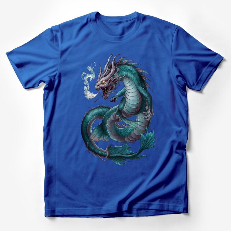 Mythical Dragon T-Shirt, Fantasy Creature Art, Unisex Graphic Tee, Mystical Fire Dragon Shirt, Cool Dragon Design, Gift for Fantasy Lovers Male T-Shirt