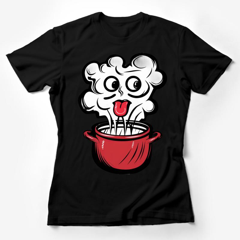 Whimsical Cartoon Chef Hat Cook T-Shirt, Red Pot Cute Kitchen Apparel, Unisex Graphic Tee, Fun Cooking Casual Wear, Gift for Chefs Female T-Shirt