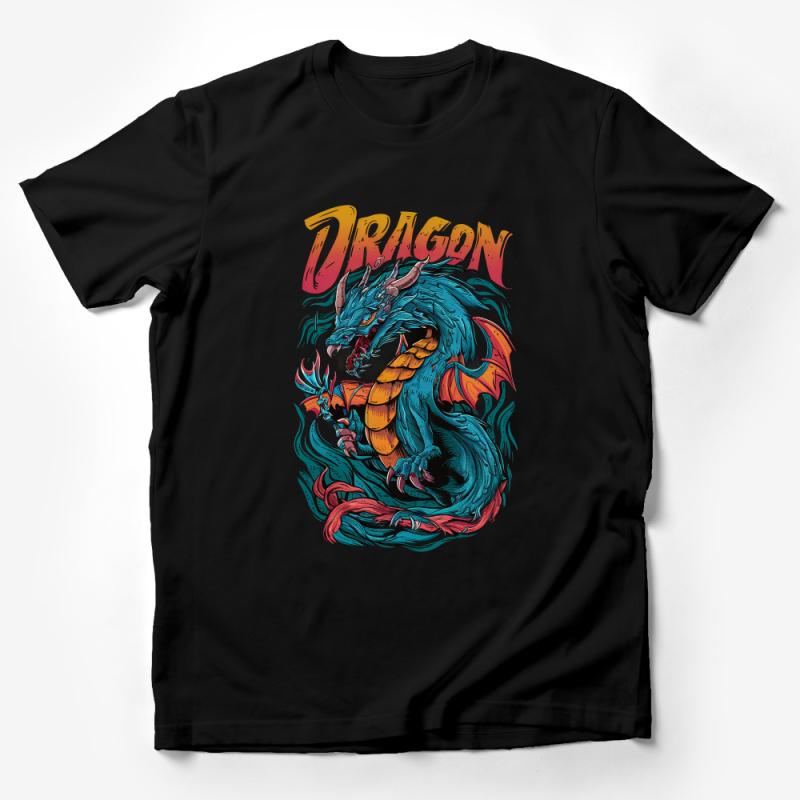 Mythical Dragon Graphic Tee, Vintage-Inspired Fantasy Creature, Men's and Women's Unisex T-Shirt Design, Cool Dragon Lover Gift Idea Male T-Shirt