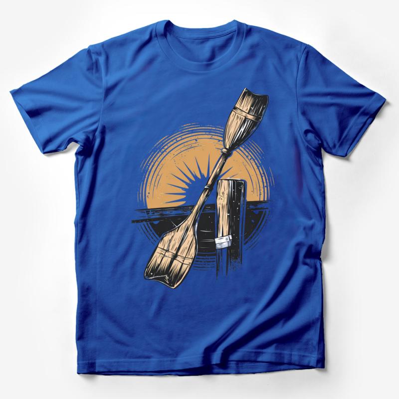 Vintage Paddle T-Shirt, Rustic Canoe Oar Design Tee, Sunset Kayak Graphic Shirt, Nature Inspired Apparel, Outdoorsy Clothing Male T-Shirt