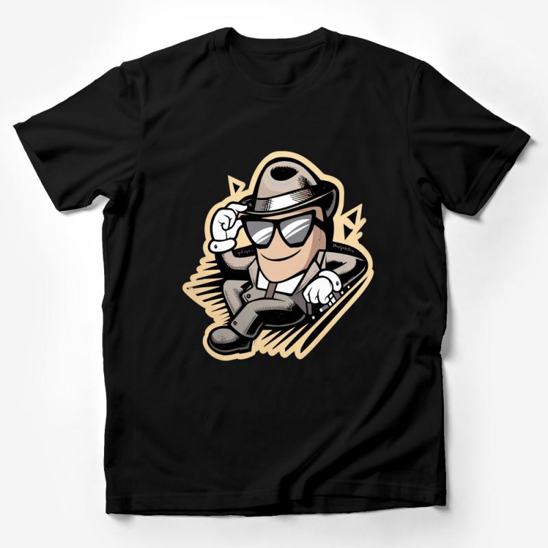 Stylish Cartoon Spy Character T-Shirt, Cool Secret Agent Tee, Graphic Tee for Casual Wear, Unisex T-Shirt Male T-Shirt