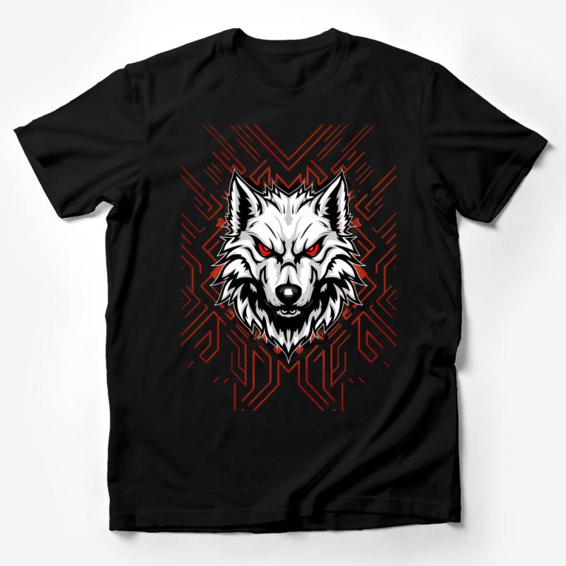 Fierce Wolf Red Eyes Graphic T-Shirt, Cool Wild Animal Tee for Nature Lovers, Unique Design Male T-Shirt