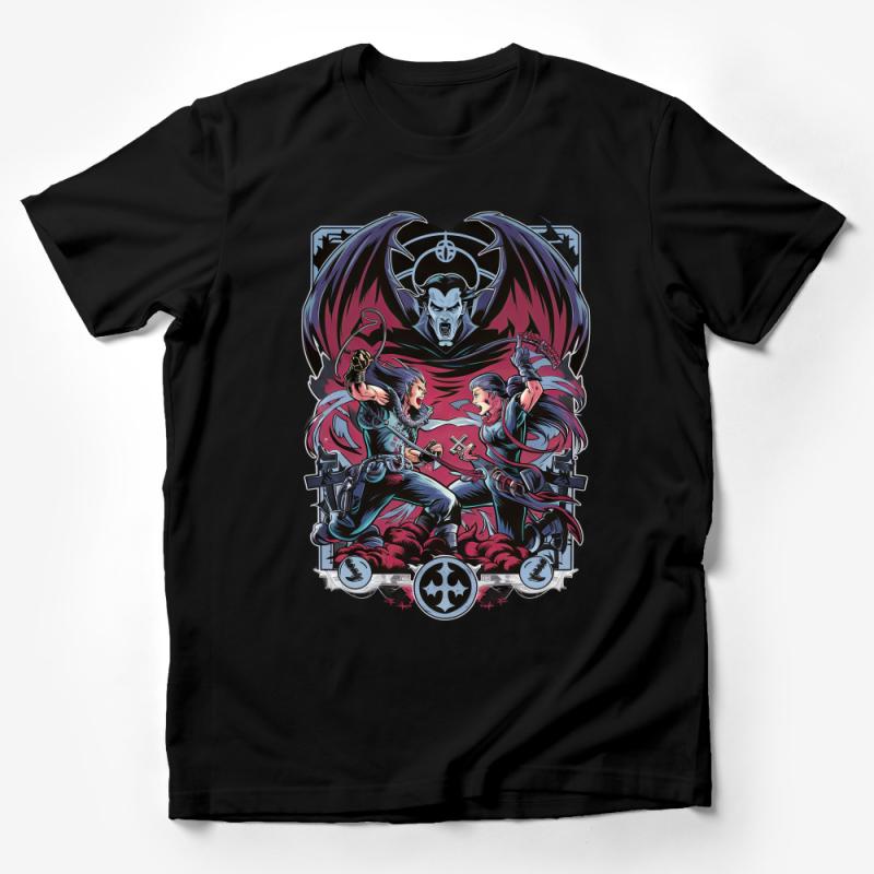 Fantasy Warrior Graphic Tee, Dark Gothic Art T-Shirt, Unisex Heavy Metal Style Apparel, Cyberpunk Clothing, Unique Gamer Gift Idea Male T-Shirt