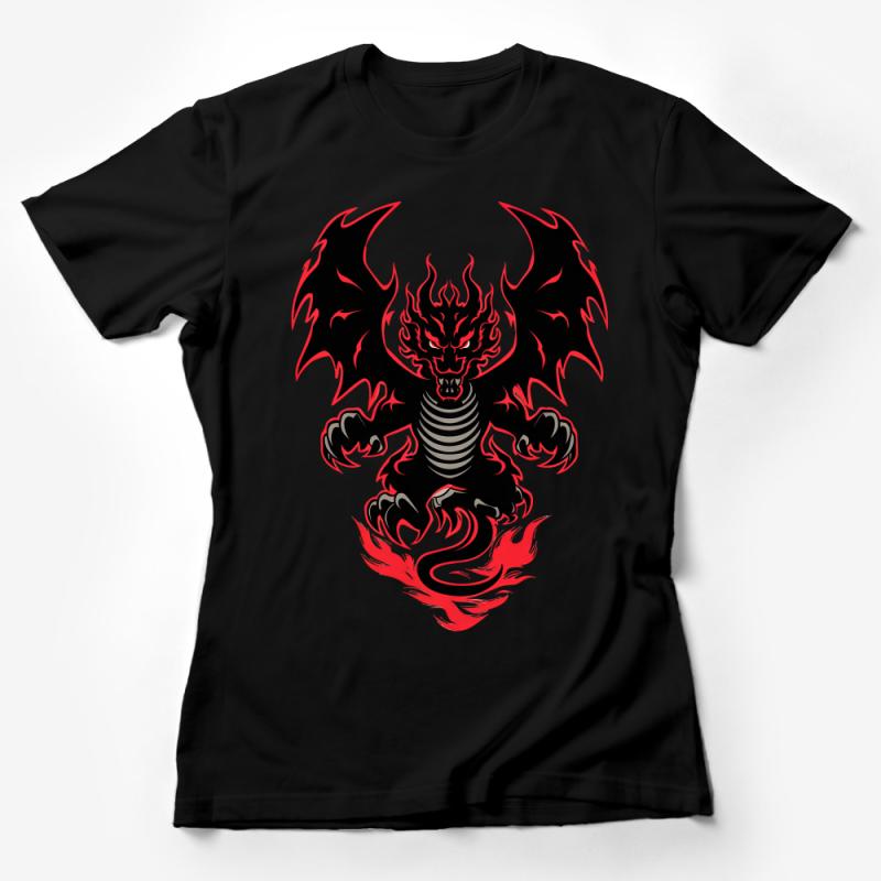 Fiery Dragon Graphic T-Shirt for Fantasy Lovers and Mythical Creature Enthusiasts Female T-Shirt