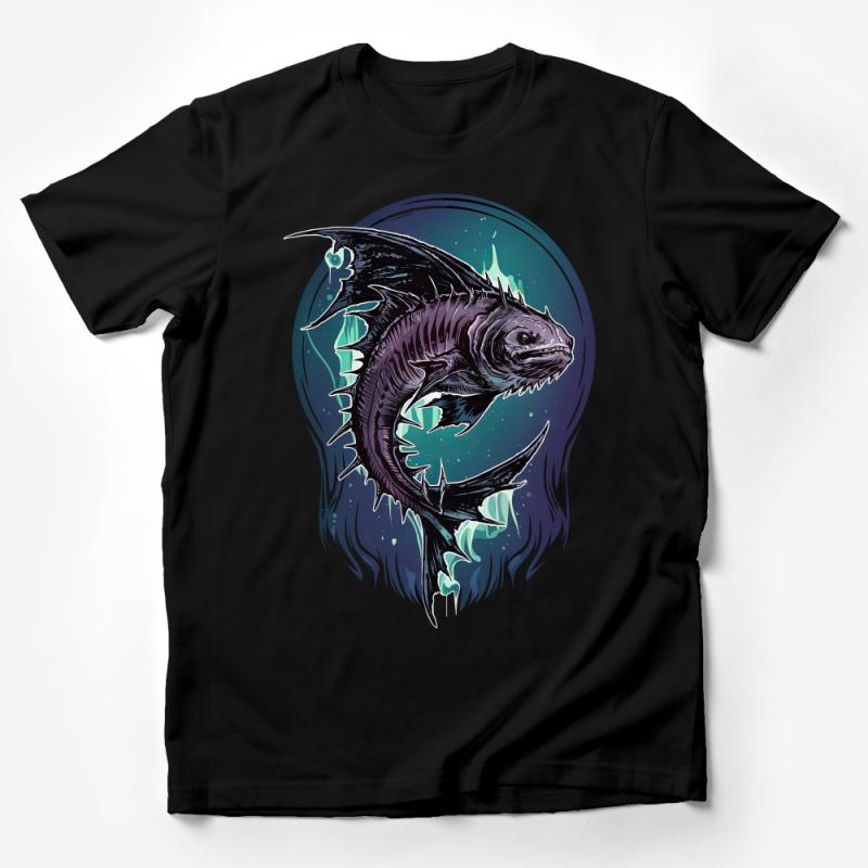 Men's Graphic T-Shirt with Unique Deep Sea Creature Design, Artistic Ocean Life Tee, Cool Marine Monster Shirt Male T-Shirt