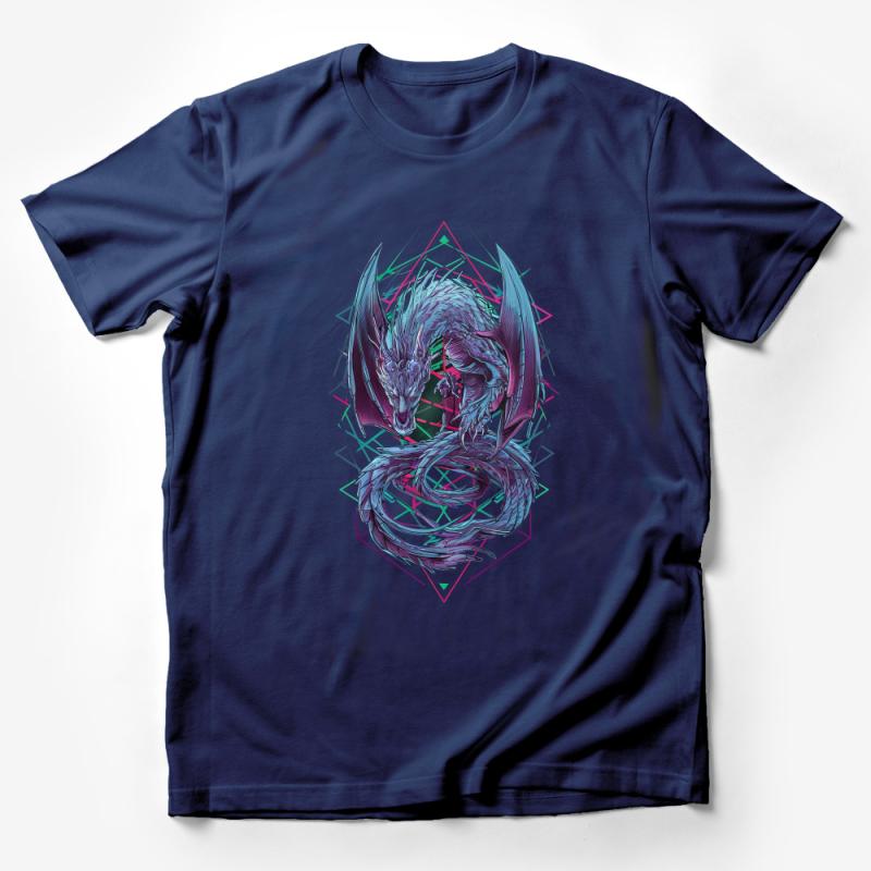 Mystical Dragon Graphic T-Shirt, Intricate Fantasy Creature Artwork Tee, Vibrant Colors Unisex Shirt Male T-Shirt