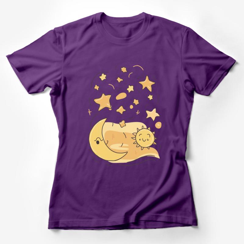 Cute Yellow Whale T-Shirt, Starry Night Sky, Comfortable Cotton Tee, Casual Wear for All Ages, Unique Graphic Design Female T-Shirt