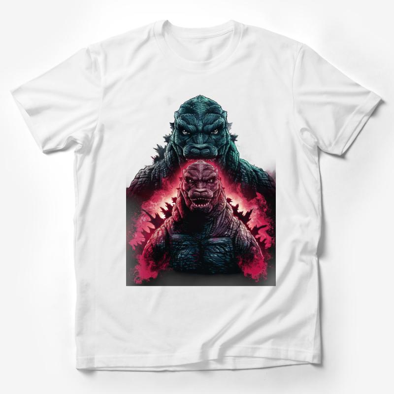 Men's Graphic Tee, Monster Battles Artwork, Vibrant Creature Design, Casual Streetwear, Unique Illustration T-Shirt, Gift for Gamers Male T-Shirt