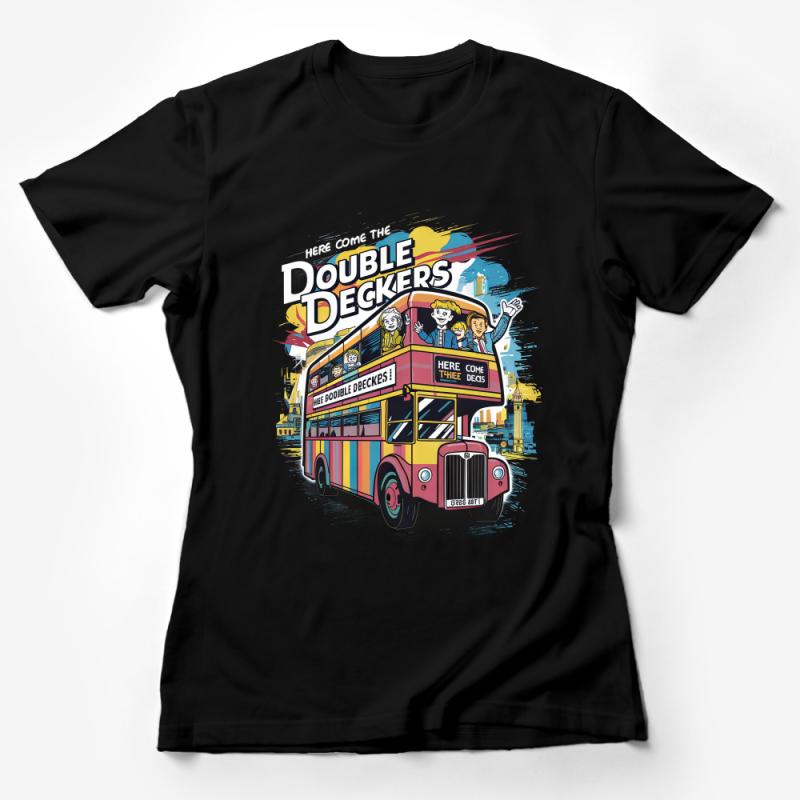 Vintage Double Decker Bus T-Shirt, Colorful London Bus Tee, Retro Travel Shirt, Unisex Graphic Tee Female T-Shirt