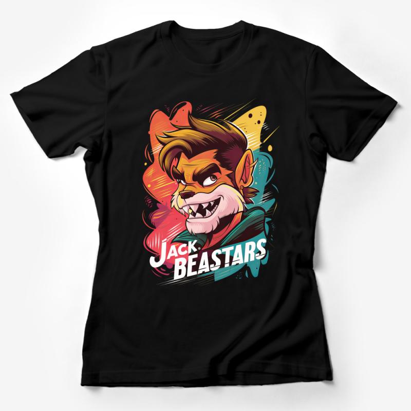 Colorful Beastly Lion Character T-Shirt, Vibrant Cartoon Animal Tee, Unisex Graphic Shirt, Cool Casual Streetwear, Unique Illustration Top Female T-Shirt