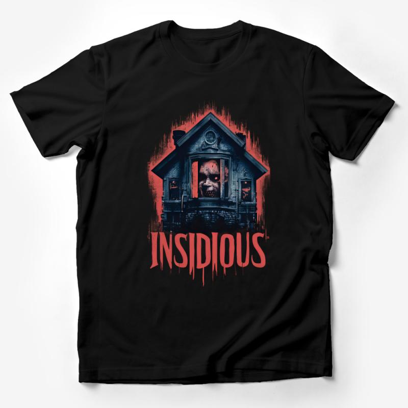 Haunted House Graphic Tee, Horror Movie Fan T-shirt, Spooky Halloween Apparel, Unisex Cotton Shirt Male T-Shirt