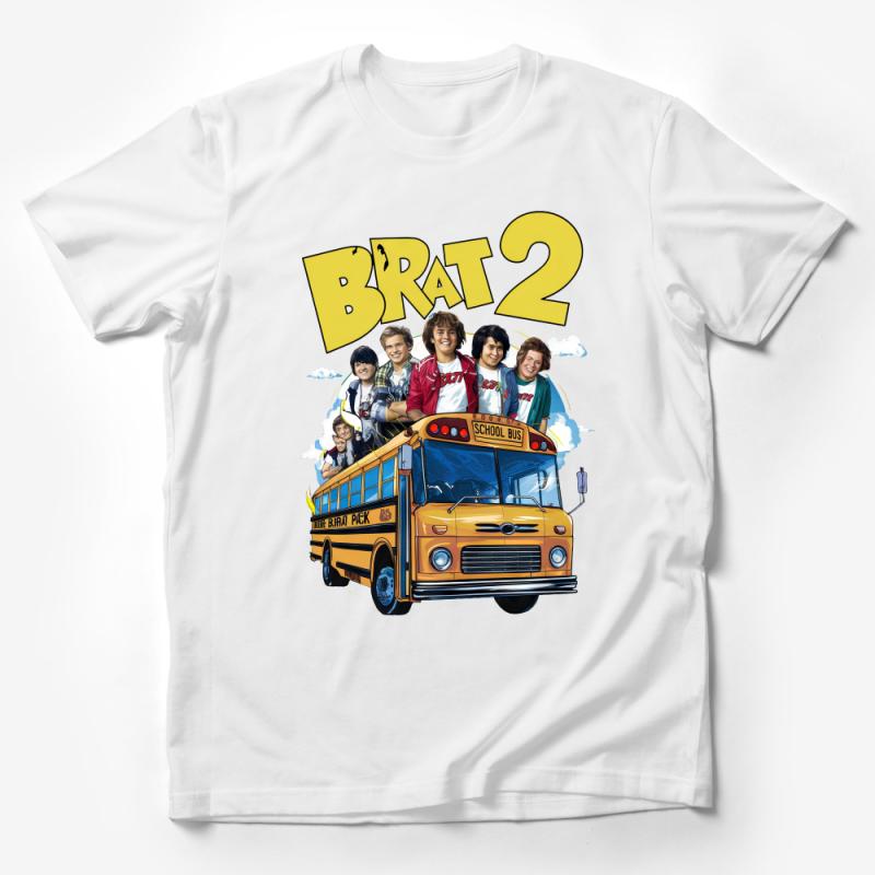 Vintage School Bus Graphic Tee, Retro Style Brat Pack Inspired T-Shirt, Unisex Casual Wear Male T-Shirt