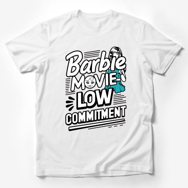 Vintage Barbie Movie Low Commitment Graphic Tee, Retro Styled Shirt, Fun Novelty T-Shirt, Unique Gift Idea Male T-Shirt