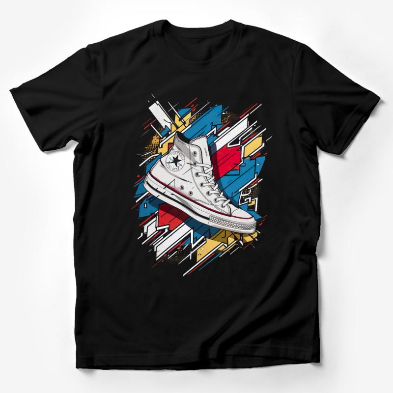 Vintage Style High-Top Sneaker T-Shirt, Urban Streetwear Graphic Tee, Unisex Casual Fashion Top, Retro Shoe Design Apparel Male T-Shirt